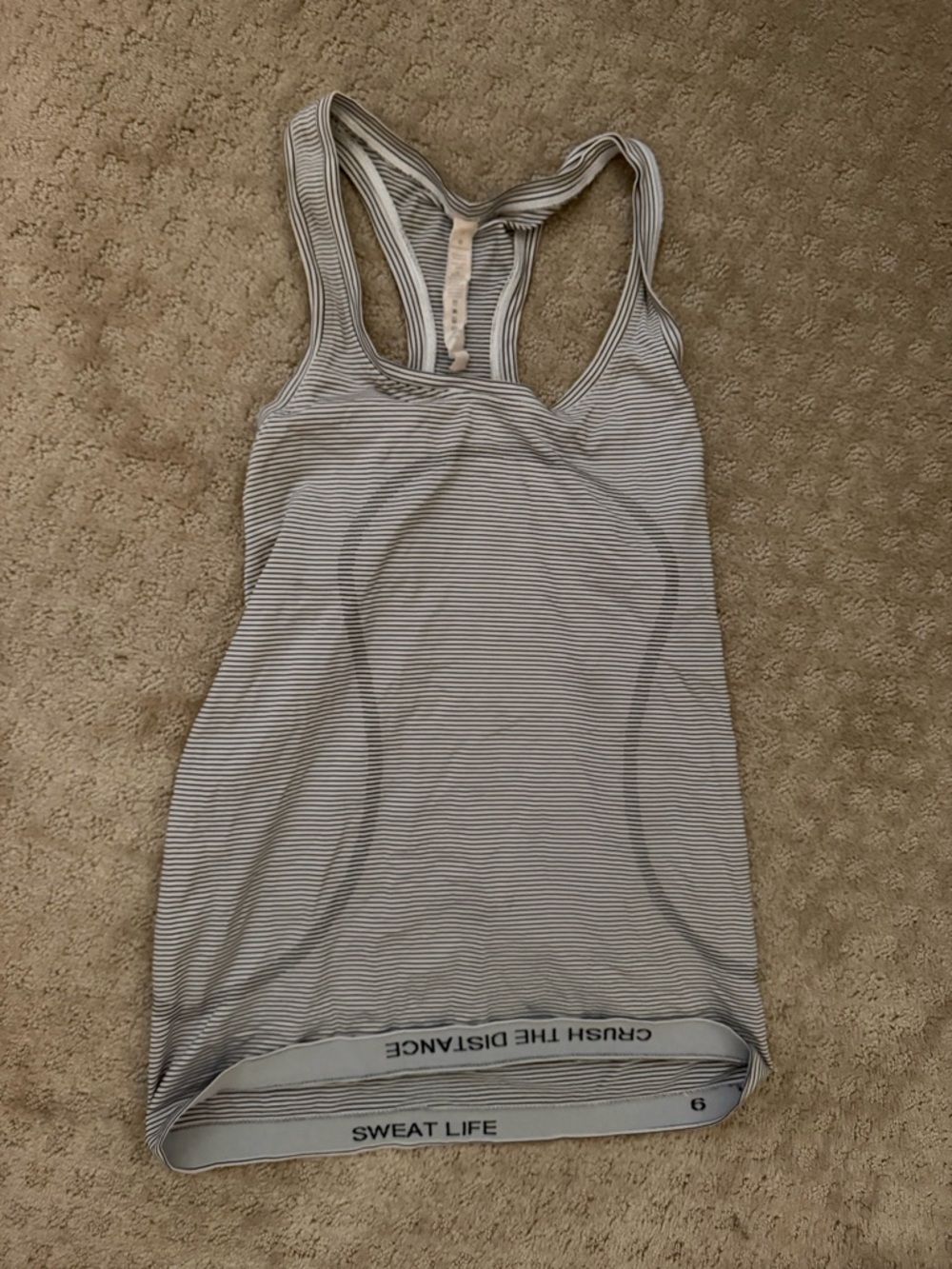 lululemon athletica Gray & White Striped Racerback Tank
